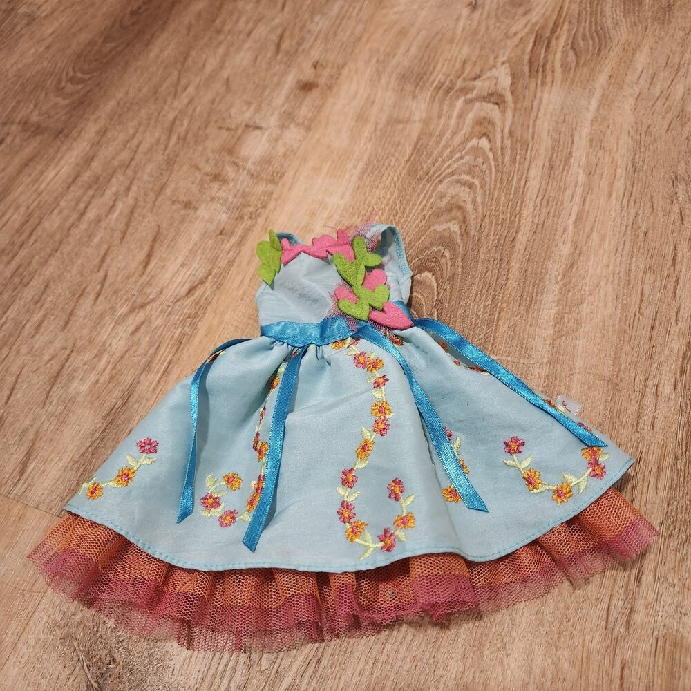 American Girl Welliewishers Garden Tea Time Costume Dress Blue Embroidered